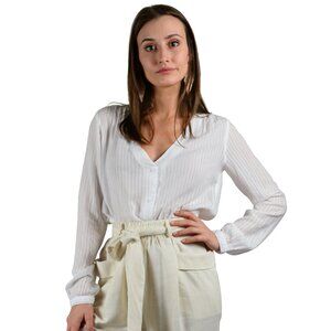 NWT | Bella Dahl | Tie-waste Button Down | White Stripped | Size L